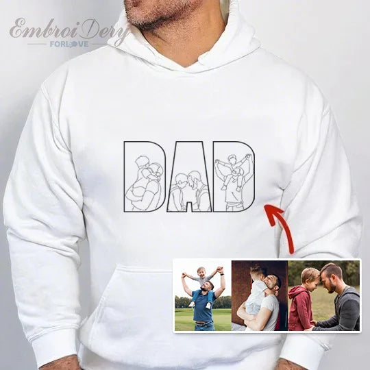 👨‍👧‍👦 Custom Dad & Kids Silhouette Sweatshirt – Printed or Embroidered from Your Photo – Perfect Father's Day or Birthday Gift