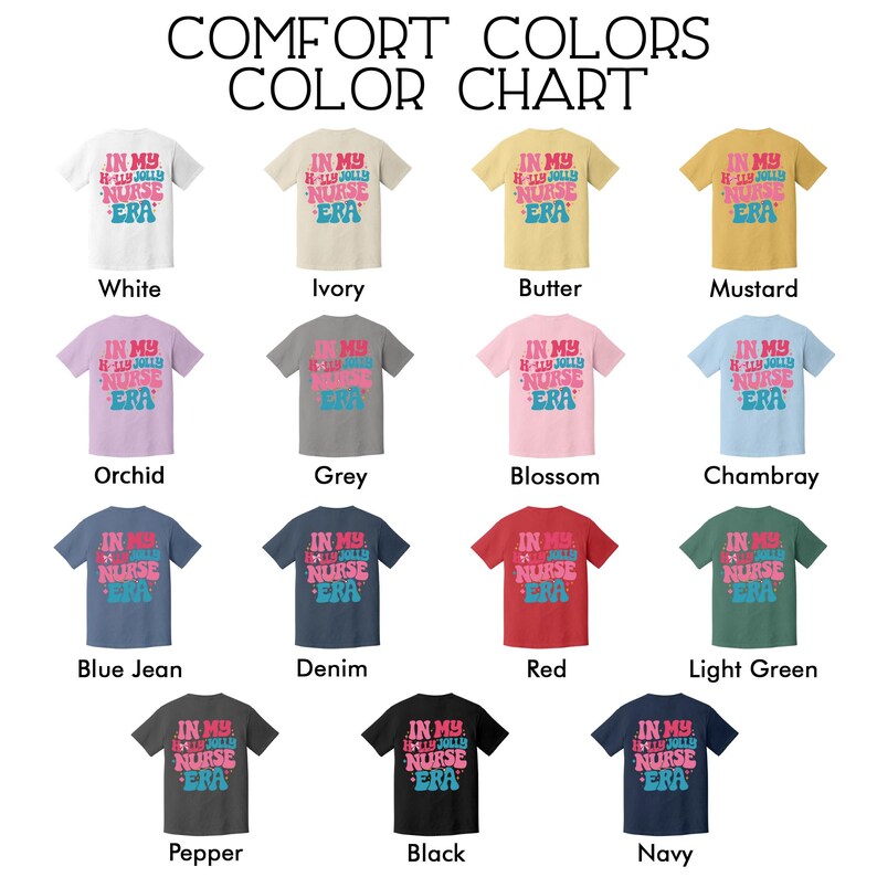 In My Holly Jolly Nurse Era Comfort Colors Shirt, Custom Christmas Nurse TShirt, Xmas Nurse Squad Hoodie, Personalized Nurse Gift