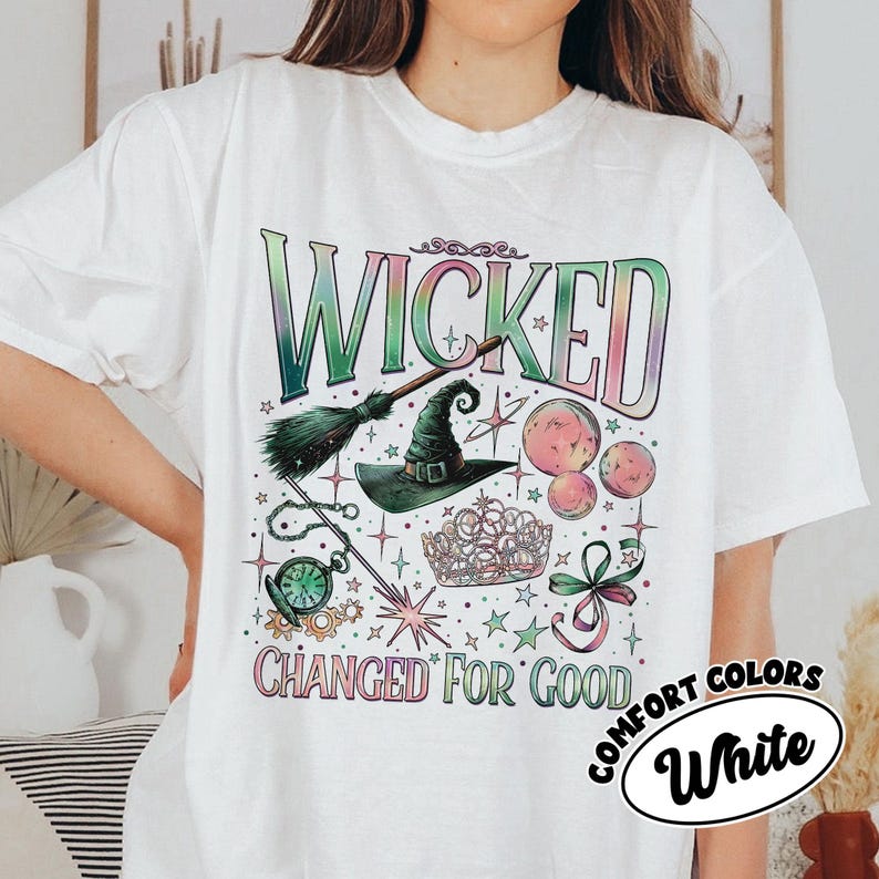 Wicked Change For Good Comfort Colors Shirt, Defy Gravity Broomstick Magic Wand, Wizard Movie Fan Shirt, Wicked Musical Fan Gift
