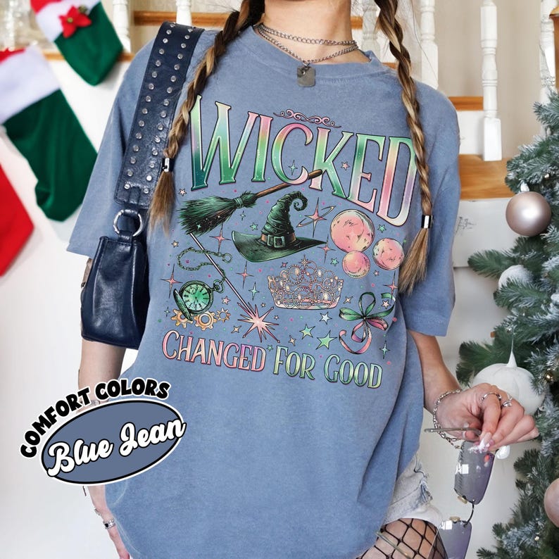 Wicked Change For Good Comfort Colors Shirt, Defy Gravity Broomstick Magic Wand, Wizard Movie Fan Shirt, Wicked Musical Fan Gift
