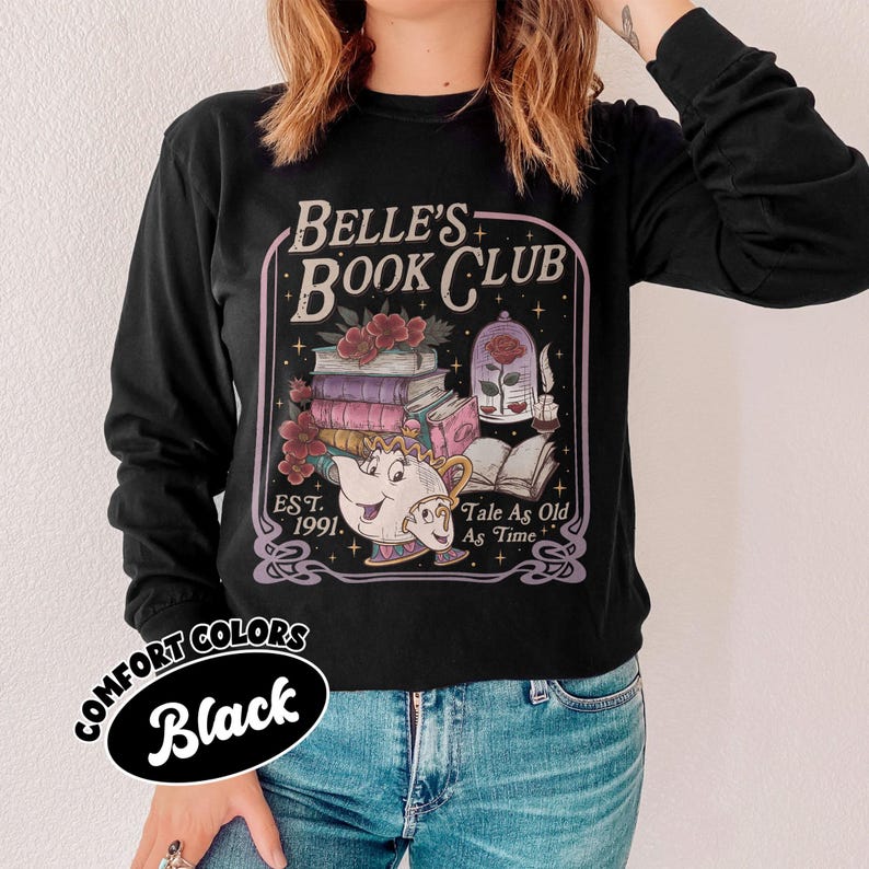 Belle's Book Club Comfort Colors Shirt, Tale As Old As Time Belle’s Book Cafe Shirt, Belle Princess Book Tee, Book Lover Gift