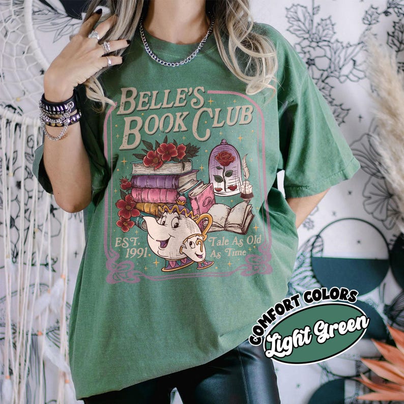 Belle's Book Club Comfort Colors Shirt, Tale As Old As Time Belle’s Book Cafe Shirt, Belle Princess Book Tee, Book Lover Gift