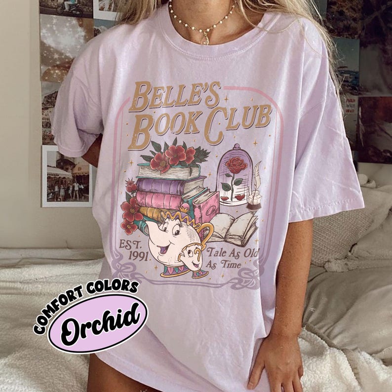 Belle's Book Club Comfort Colors Shirt, Tale As Old As Time Belle’s Book Cafe Shirt, Belle Princess Book Tee, Book Lover Gift